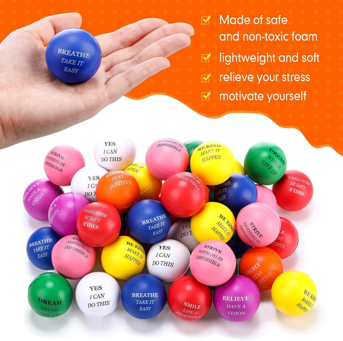 Blulu 60 Pcs Stress Ball Bulk for Adult Kid, Stress Relief Balls