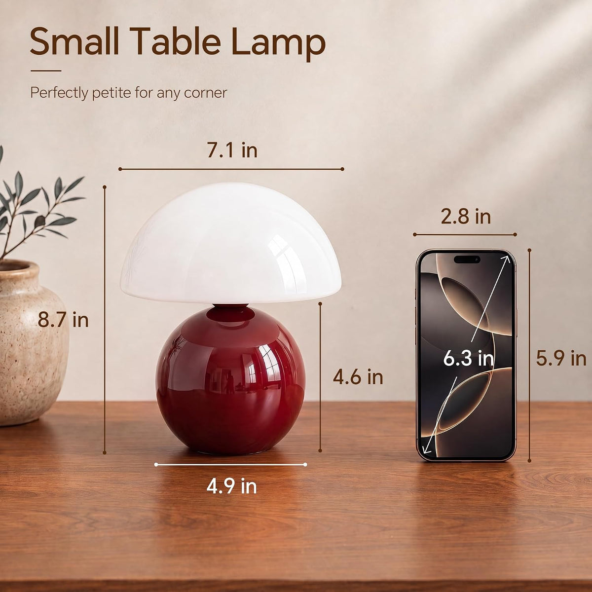 Dawnwake Mushroom Lamp Table Lamp for Bedroom-Small Desk Table Lamps,White
