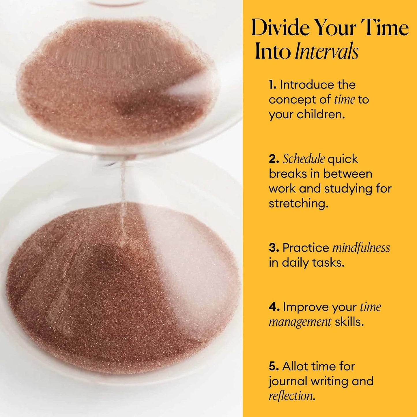 Intelligent Change Mindful Focus 5-Minute Hourglass Sand Timer, Desk Timer for Productivity and Time Management, Minimalist Hourglass Timer, Decorative Gifts, 3.3 (L) x 2.9 (W) inches
