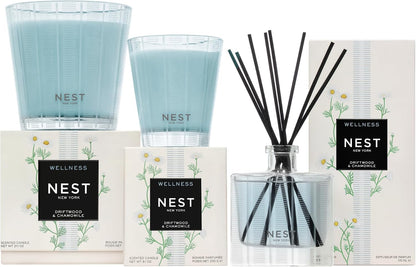 NEST New York Reed Diffuser, Wild Mint & Eucalyptus - 5.9 fl oz - Fragrance for Up to 90 Days - Reusable, Refillable Glass Holder - Includes 8 All-Natural Reed Sticks - Flame Free
