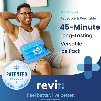 REVIX Ice Pack for Injuries Reusable, 14 × 7" Gel Cold Compress with Strap