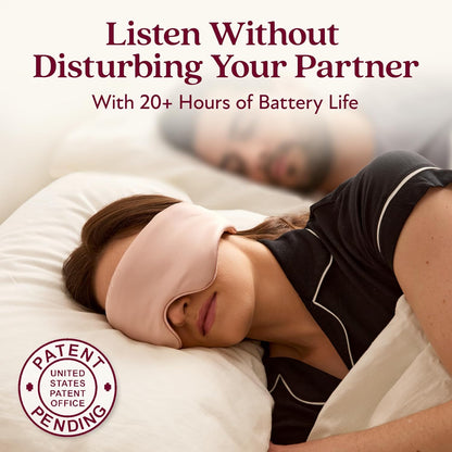 SilkSound 100% Mulberry Silk Bluetooth Sleep Mask, Skin-Friendly Sleeping Eyemask with Bluetooth Headphones, Sleep Gifts for Women, Silk Eyemask Headband Headphones for Sleeping Side Speakers