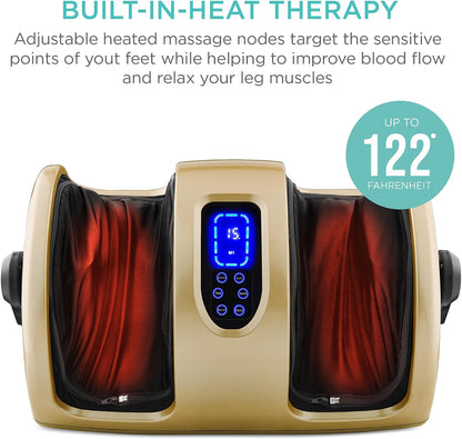 Best Choice Products Shiatsu Foot Massager with Heat for Plantar Fasciitis & Neuropathy, Kneading Foot & Calf Massager with Remote, 360° Adjustable Handle, Rolling & Compression Massage - Satin Black