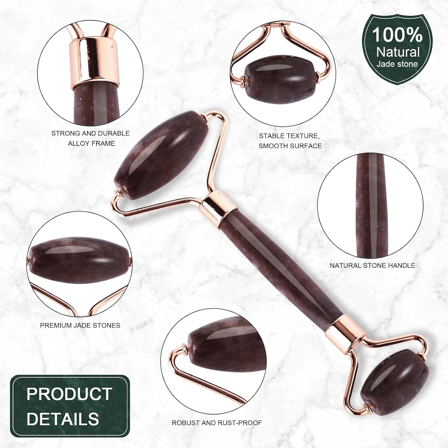 Jade Roller for Face, Facial Roller Massager Skin Care Tool, Gua Sha Facial Tools for Face, Neck, Eyes, Reduce Puffiness of The Skin - White