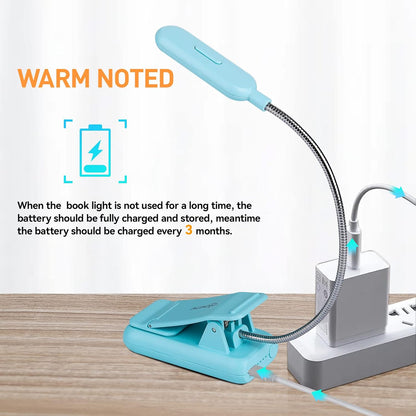 VAVOFO Amber Rechargeable Reading Light, Blue Light Blocking Book Light, 7 LEDs Eye Care 9 Colors 9 Brightness Clip On for Kids Bookworms Reading in Bed with Power Indicator Lasting 70h (Black)