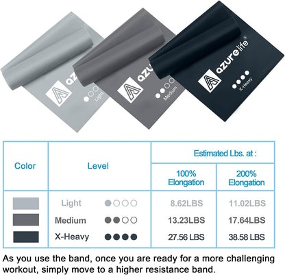 A AZURELIFE Resistance Bands,Professional Long Non-Latex Elastic Stretch Bands,Exercise Bands for Physical Therapy, Yoga, Pilates, Rehab, at-Home or The Gym Workouts, Strength Training