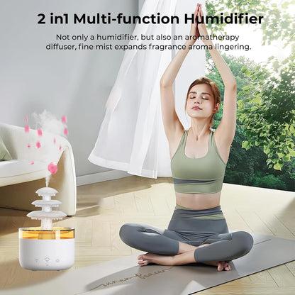 Humidifiers for Bedroom, Rain Cloud Humidifier with 7 Colors Night Light, Simulate Falling Raindrops Small Humidifier Aroma Diffuser for Sleeping, Relaxing (Fountain-White)