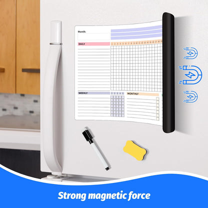 Habit Tracker Calendar Magnetic Whiteboard for Refrigerator Daily Weekly and Monthly Goal and Habit Tracker Motivational Goal & Planner Journal (Color)