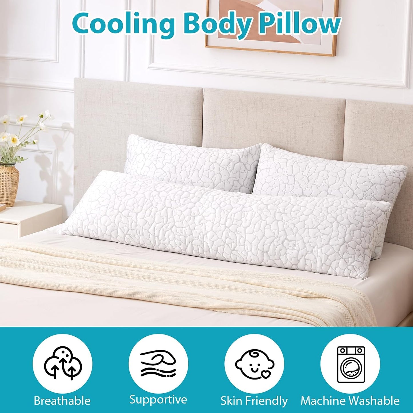 Cooling Pillows for Sleeping 2 Pack, Adjustable Shredded Memory Foam Pillows Queen Size Set of 2, Firm Bed Pillows for Side Back Stomach Hot Sleepers, Cold Pillow with Removable Washable Cover