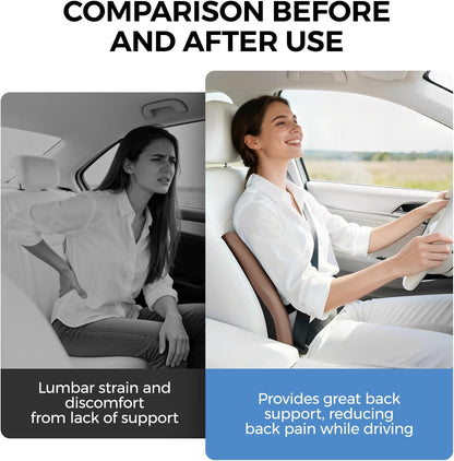 BEBAS Lumbar Support Pillow for Car, Memory Foam Back Cushion for Driving, Ergonomic Lumbar Pillow for Pain Relief, Comfort Lower Back Support for Office Chairs, Car Seat, Wheelchair -Black