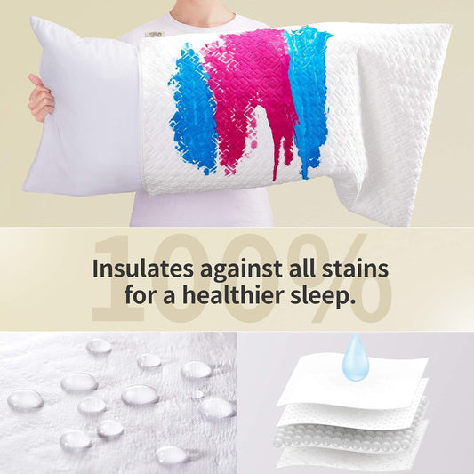 CoolShields Waterproof Pillow Protector, Standard Pillow Cases, 2 Pack
