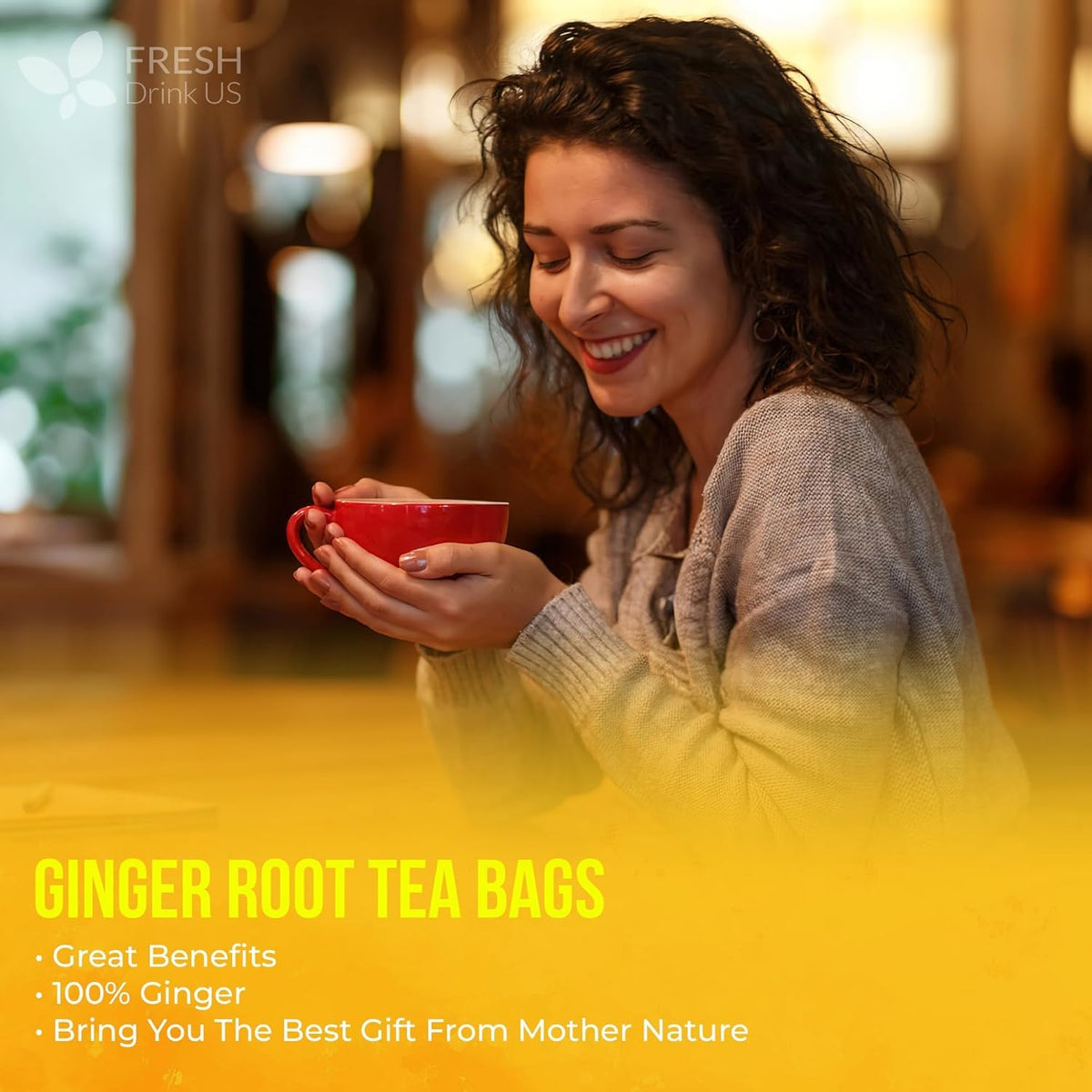 FreshDrinkUS, Premium Ginger Root Tea Bag, 150 Count, Pure, Caffeine Free