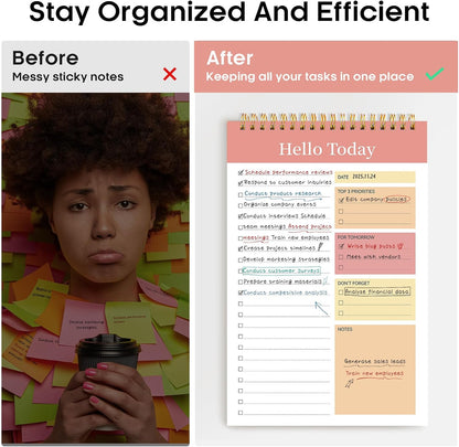 Taja To Do List Notepad - To Do List Notebook for Work with 52 Sheets, 9.8" x 6.5", Undated Daily Planner Perfect for Daily Tasks and Goal Setting, Notepad Suitable for Office, Home & School - Violet Dream