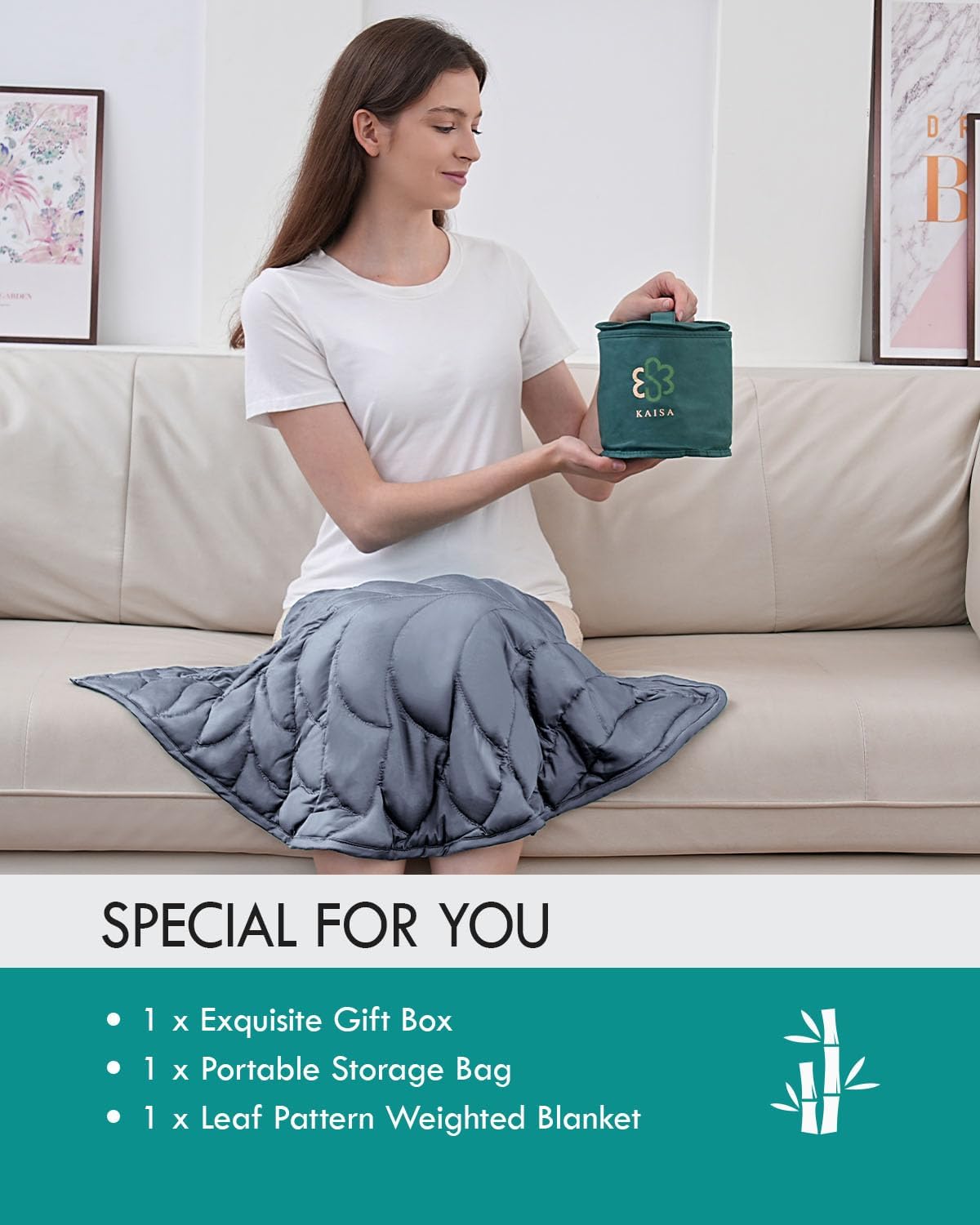 Kaisa Weighted Lap Blanket 7 lbs 41" x 53", Cozy Luxury Crystal Velvet Small Weighted Blanket for Adults, Portable Travel Weighted Blanket for Relaxation, All-Season Blanket, Machine Washable, Green