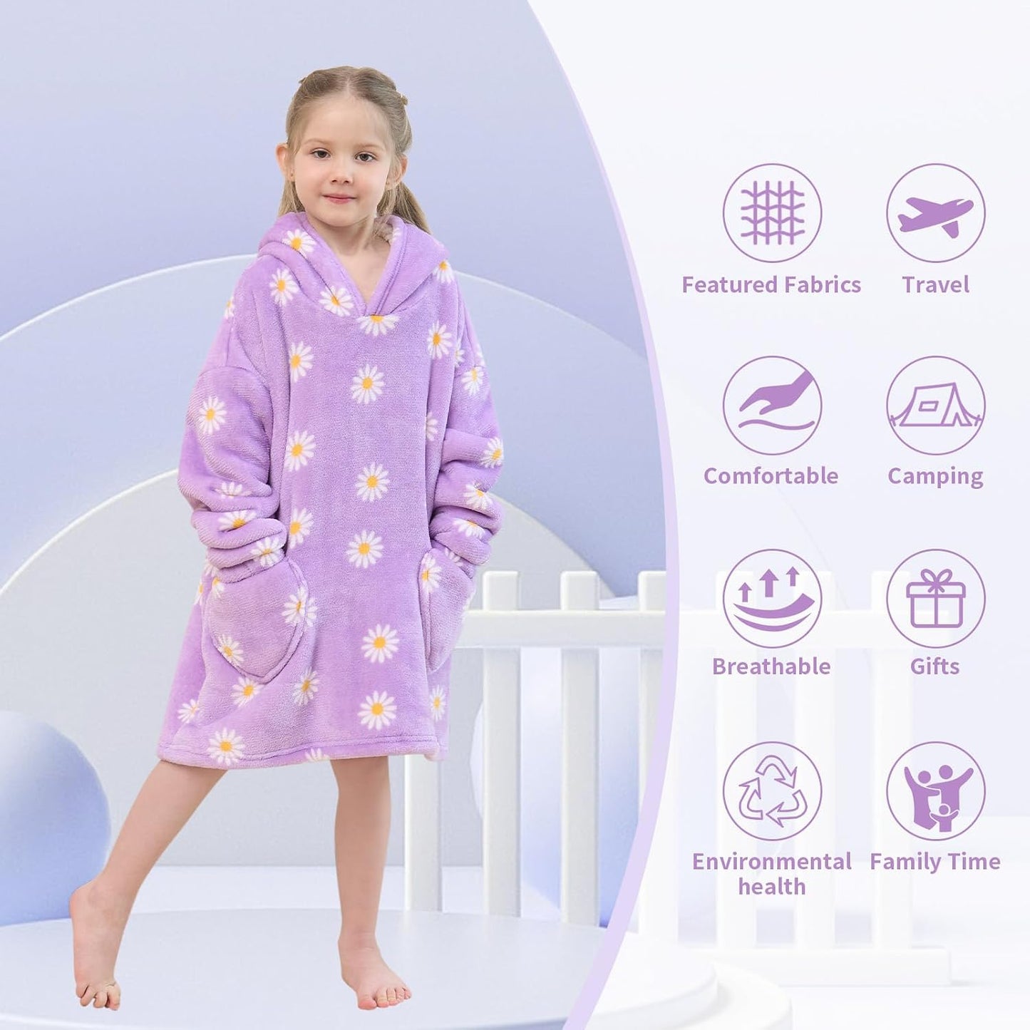 Fiosnow Glow in the Dark Unicorn Blanket Hoodies for Kids 6-13YR Oversize Wearable Blanket Hoodies for Boys Girls Teens