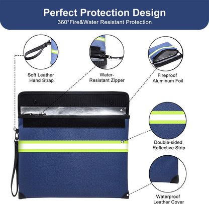 Upgraded Fireproof Money Bag,10 Layers of Heat Insulated Materials 6500°F