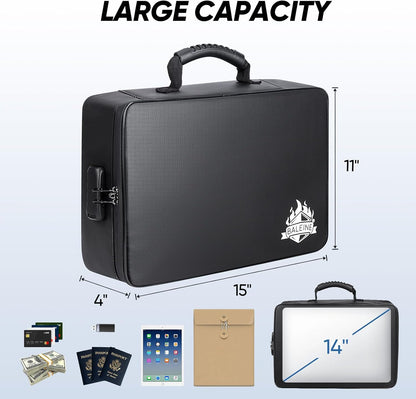 BALEINE Fireproof Document Box with Lock, Waterproof Fire Safe File Bag