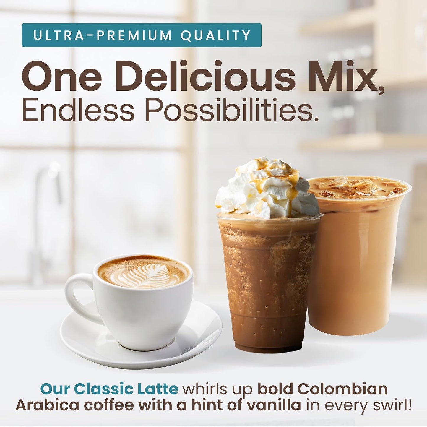 Café Essentials Matcha Green Tea Latte Frappe Mix – No Artificial Colors, Flavors, or Sweeteners – Shelf Stable – 51mg of Caffeine – Great for Hot, Iced, & Frozen Frappes (3.5 lb Bag, 30 Servings)