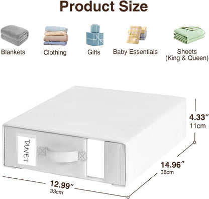 DIMJ Bed Sheet Organizers and Storage - Foldable Sheet Holder, Linen Closet Organizer Box for Sheets Set, Bedding, Blankets, Towel (King & Queen Size), Grey