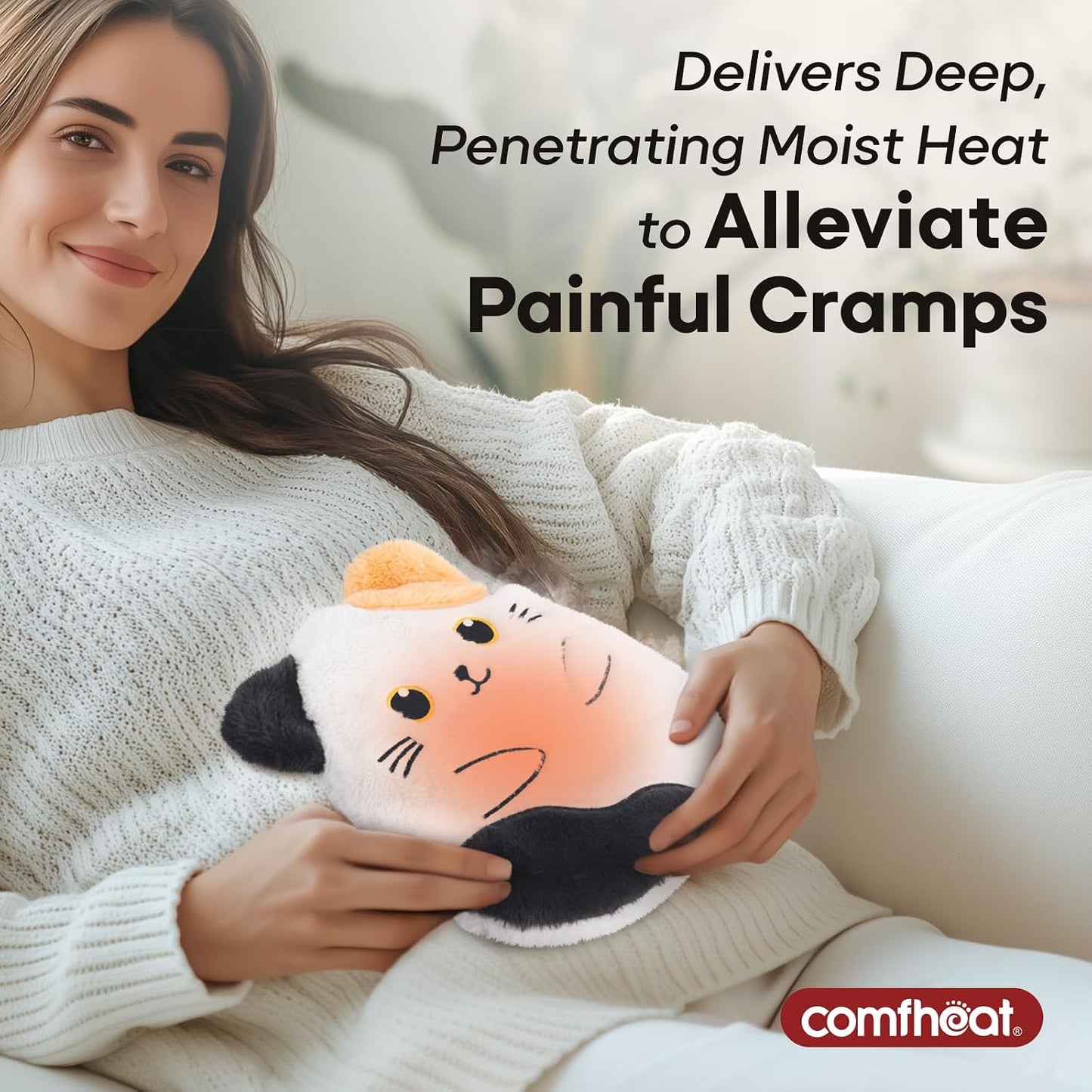 Microwave Unscented Heating Pad for Pain Relief, Moist Heat Pack Hot Compress for Period Cramps, Shoulder, Muscles, Cute Cloud Plush Heating Pad, Gift for Girl Women, with Washable Cover