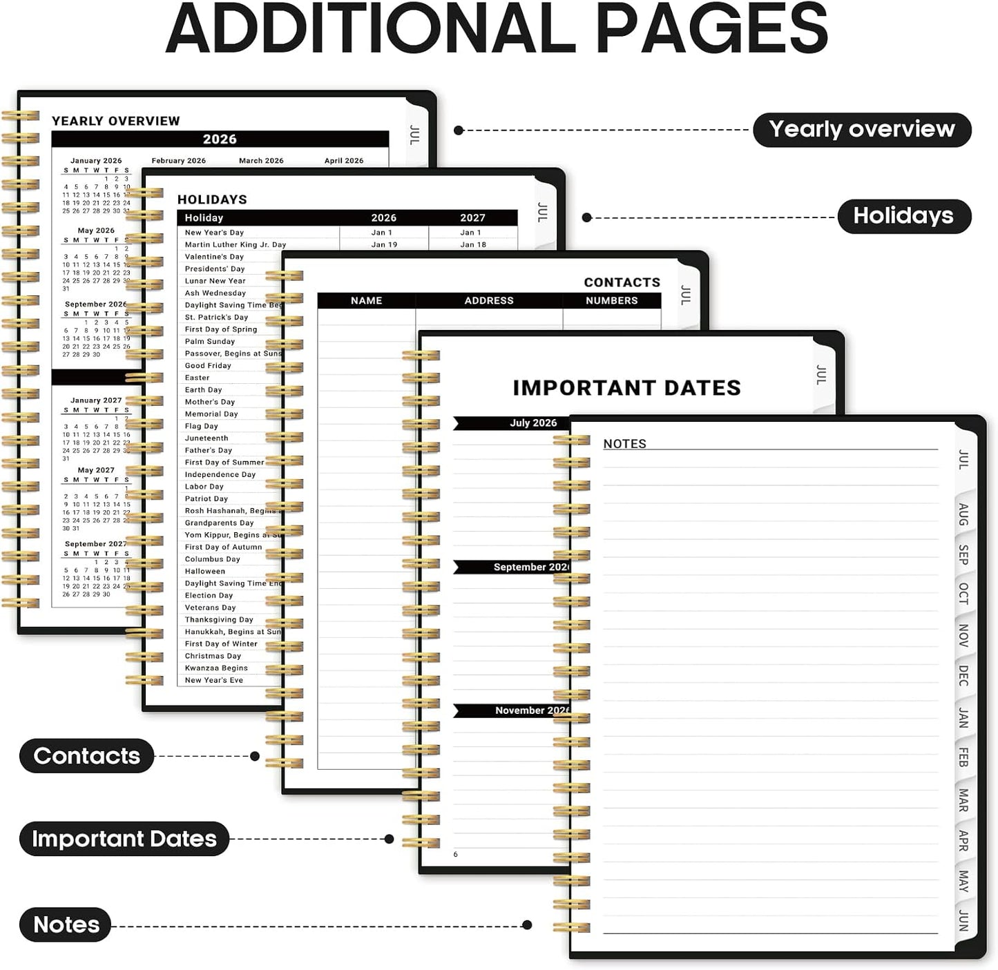Planner 2026-2027, 8.5" x 11" Weekly and Monthly Academic Year Planner Calendar, July 2026 - June 2027, Hardcover Large School Planning Agenda With Tabs, Perfect for School & Office Supplies, A4, Green