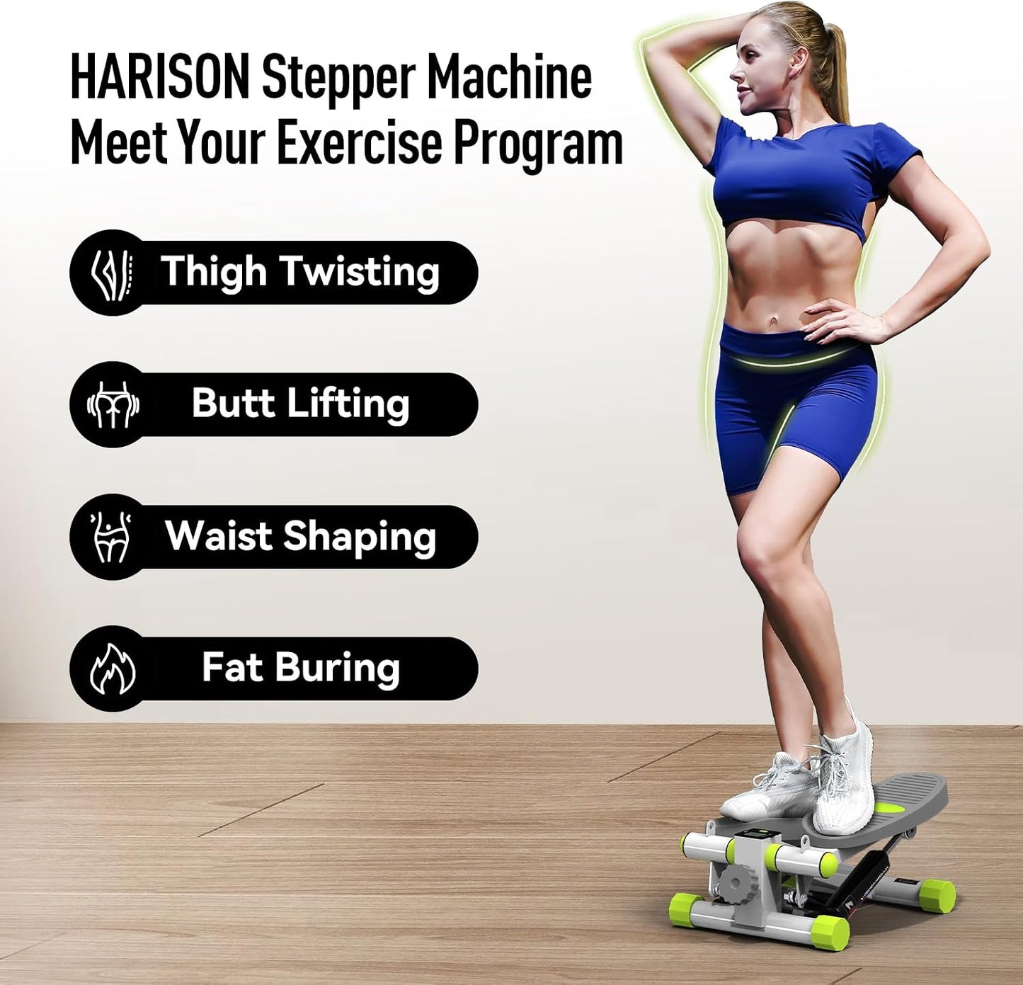 HARISON Mini Steppers for Exercise, Stair Stepper with LCD Monitor 330LBS Capacity, Portable Under Desk Stepper for Home Workout