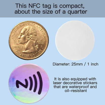 DAMILA NTAG215 Anti-Metal NFC Tags with Holographic Labels