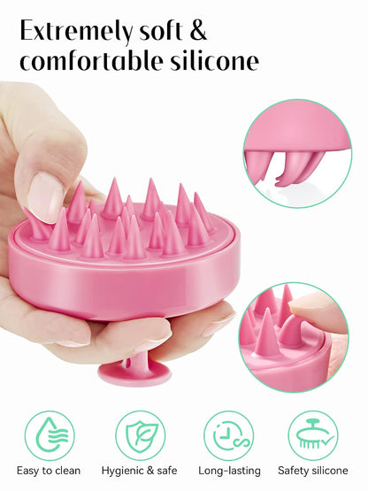 HEETA Scalp Massager Hair Growth, Soft Silicone Scalp Scrubber Shampoo Brush for Exfoliation, Dandruff Removal Head Massage Stress Relax, Wet & Dry Use for Thick Thin Curly Hair Care, Black