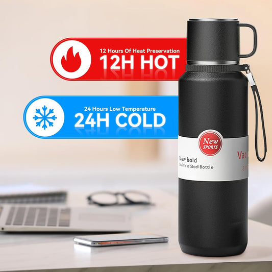 Stainless Steel Insulated Tea Infuser Bottle, Vacuum Insulated Water Bottle, Tea Tumbler with Separate Tea Compartment, 24-Hrs Insulation Commute Travel (White,32oz/1000ml)
