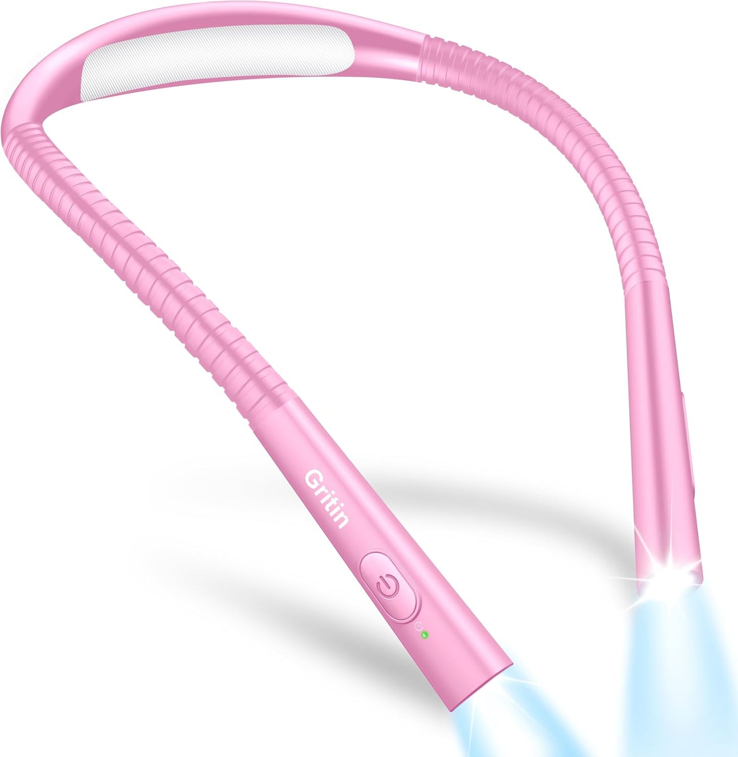 Gritin Book Light, Eye Caring 4-Color & 5-Brightness Neck Light Reading Light- Stepless Dimming,30-min Timer,80+ Hrs Runtime,Bendable Round Neck Design, Lightweight for Reading, Knitting, Repairing