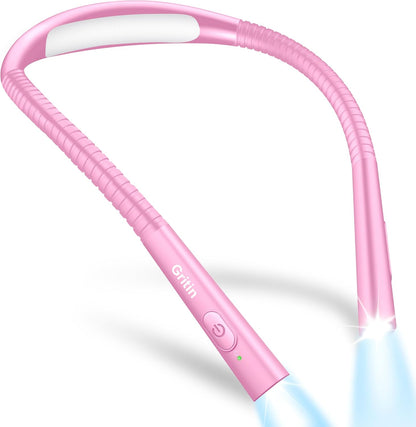 Gritin Book Light,Eye Caring 3 Colors & Stepless Dimming Neck Reading Light