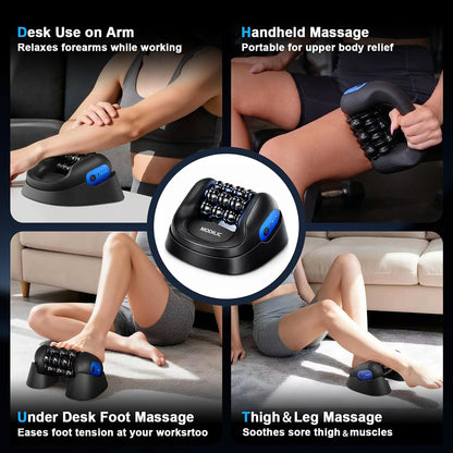 Electric Rolling Massager with Dock – Hands-Free Desk or Handheld Muscle Roller for Legs, Calves, Neck & Back, Deep Tissue Relief, Rechargeable 3 Speeds