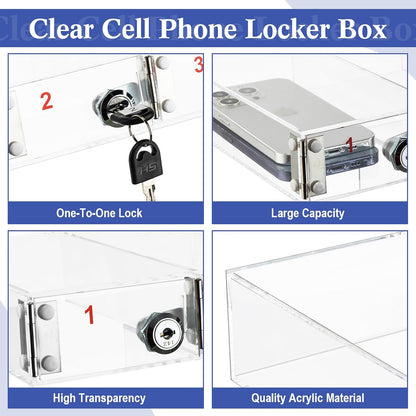 Layhit 20 Slots Cell Phone Locker Box for Classroom Clear Acrylic Cell Phone Storage Cabinet Bin with Door Locks for Classroom School Students Office Factory Employees