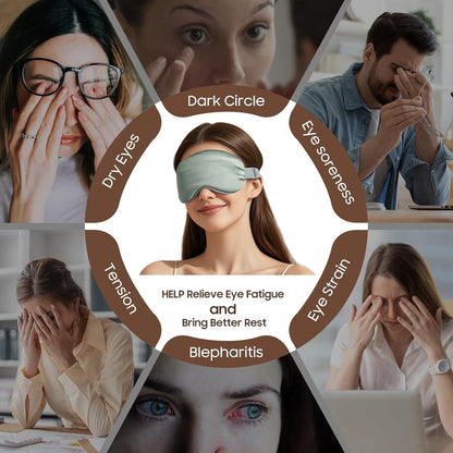 Heated Eye Mask for Dry Eyes, Stye & Migraines Relief - USB Electric Warm Compress with 20 Temp/Time Settings, Washable Flaxseed Cover for MGD, Blepharitis & Eye Strain