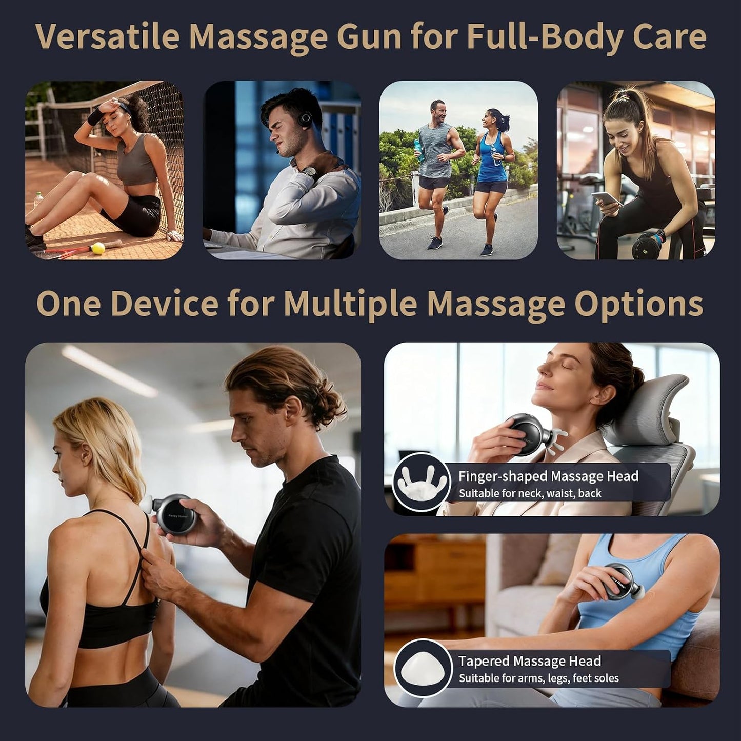 Fancy Home® Mini Massage Gun - Palm Sized Deep Tissue Massager Gun, Unique Small Hand Massager for Circulation, Cordless Powerful 3200 RPM | Ultra Quiet | Travel Friendly （Black Grey） Father's Day