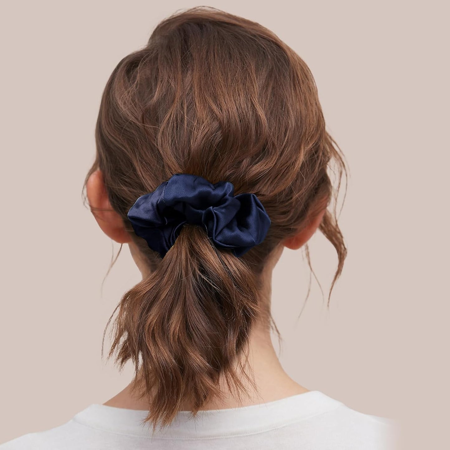 LILYSILK Silk Hair Scrunchies / Ties for Frizz & Breakage Prevention, 100% Mulberry, No Damage, Elastic ponytail Holders, 1Pc, Coffee - Colors A