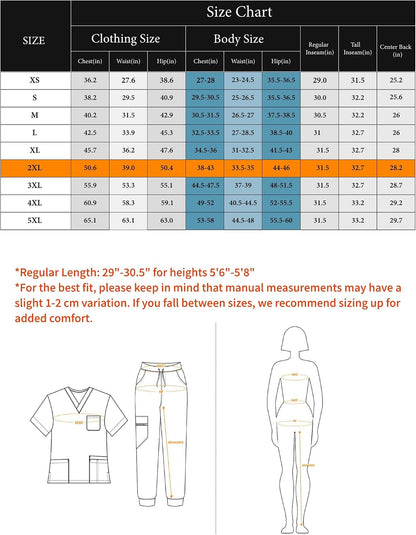 COZYFIT Scrubs for Women Set - Stretch V-Neck Scrub Top & Jogger Pant with 8 Pockets COZY SCRUBS - Colors B