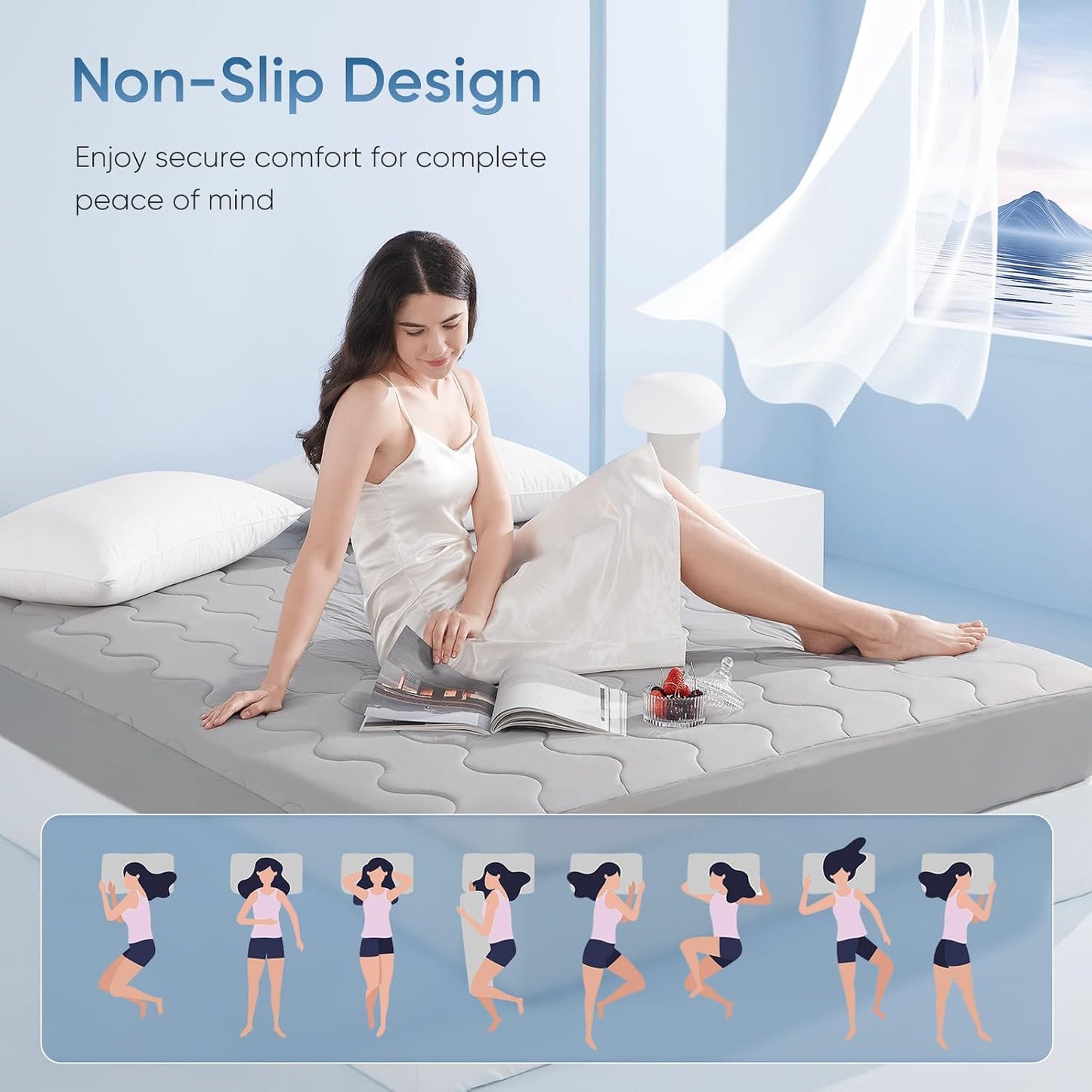 Elegear Cooling Mattress Pad King, Upgraded Arc-Chill® 3.0 + PCM Cooling, Stay Cool All Night, Breathable & Soft, Deep Pocket 18", Washable Mattress Protector for Hot Sleepers, Gray