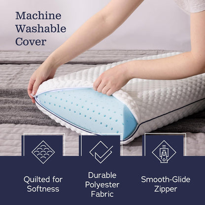 Weekender Cooling Gel Memory Foam Pillow for Sleeping – King Size, Ventilated Cooling Pillow for Side & Back Sleepers, Neck & Shoulder Support, Medium Firm, Washable Cover