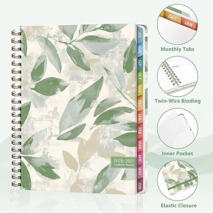Planner 2026-2027, Weekly and Monthly Calendar Planner, JUL 2026 - JUN 2027 | A5(6.3'' x 8.5''), Hardcover, Agenda Book, Sprial Bound, Inner Pocket, Office and School Use