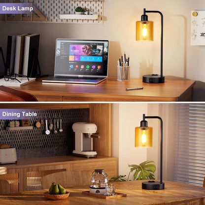 Industrial Touch Lamps for Nightstand Set of 2, 3-Way Dimmable Bedside Lamp