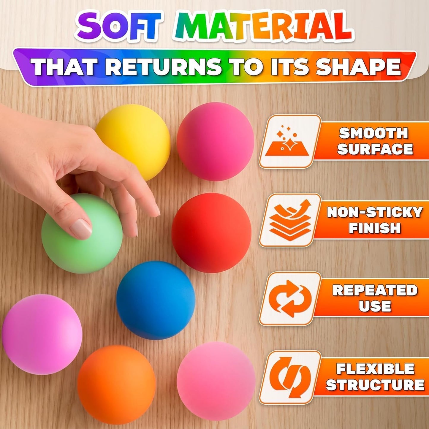 DIMROM 8 Pcs Squishy Stress Balls, 2 in Diameter, TPR Skin with EVA Filling