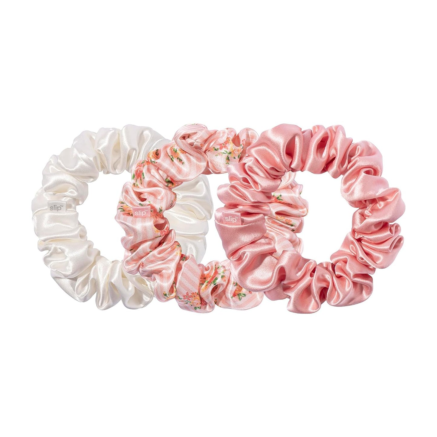 slip Large Scrunchie Multi | Set of 3 Pure Silk Large Scrunchies | Includes 1 Pink, 1 Caramel, 1 Black | 100% Mulberry Silk, Anti-Crease, Gentle on Hair, Reduces Breakage | Stylish & Durable