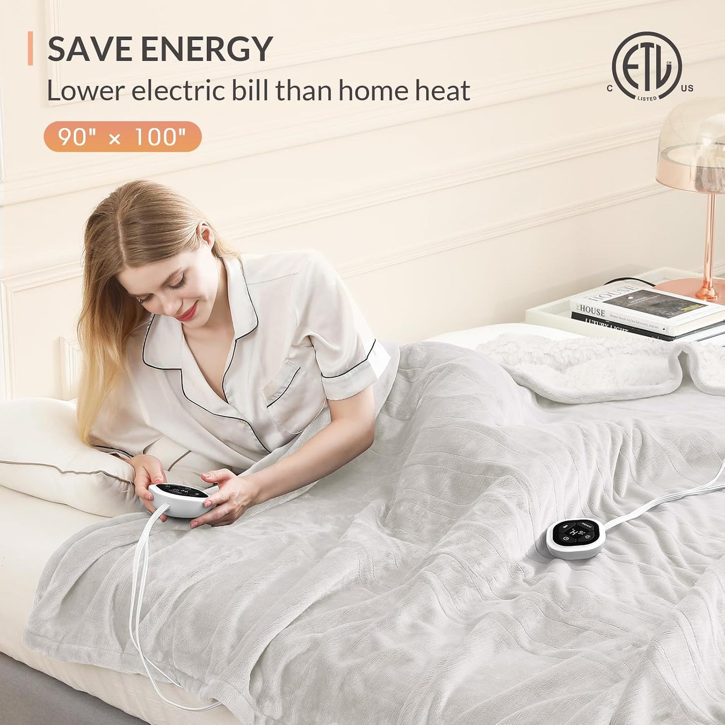 HOMLYNS LuxeHeat Heated Blanket Electric Blanket, Soft Flannel Sherpa Heated Throw, Heating Blanket with 5 Heat Settings, 3 hrs Timer Auto Shut Off (50x60 inches, Purple), Only for 120V Voltage Use