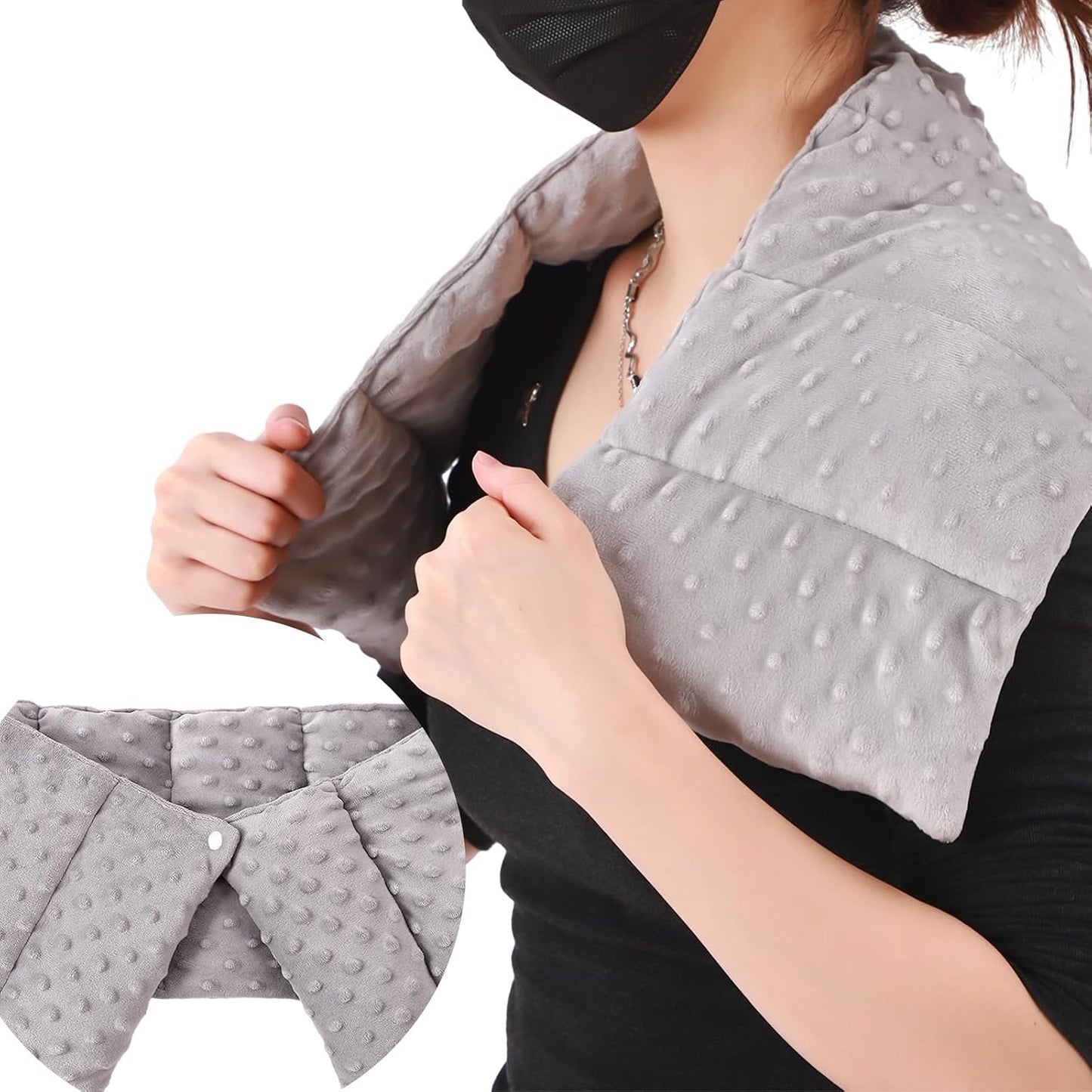 SmoothNovelty 4 lb Sensory Weighted Neck Wrap 32 x 8 Inch Shoulder Wrap Weighted Neck Shoulder Pad Glass Bead Filled Dual Texture for Adults Relaxation(Purple)