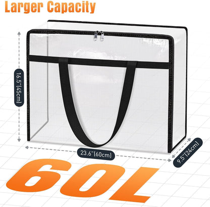 60L Clear Under Bed Storage Containers, Large Clothes Storage Bags