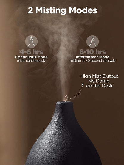InnoGear Oil Diffuser, 300ML Ceramic Diffuser for Essential Oils Handcrafted Aromatherapy Diffuser Ultrasonic Cool Mist Humidifier with 4 Timers Waterless Auto Off for Room Office, White