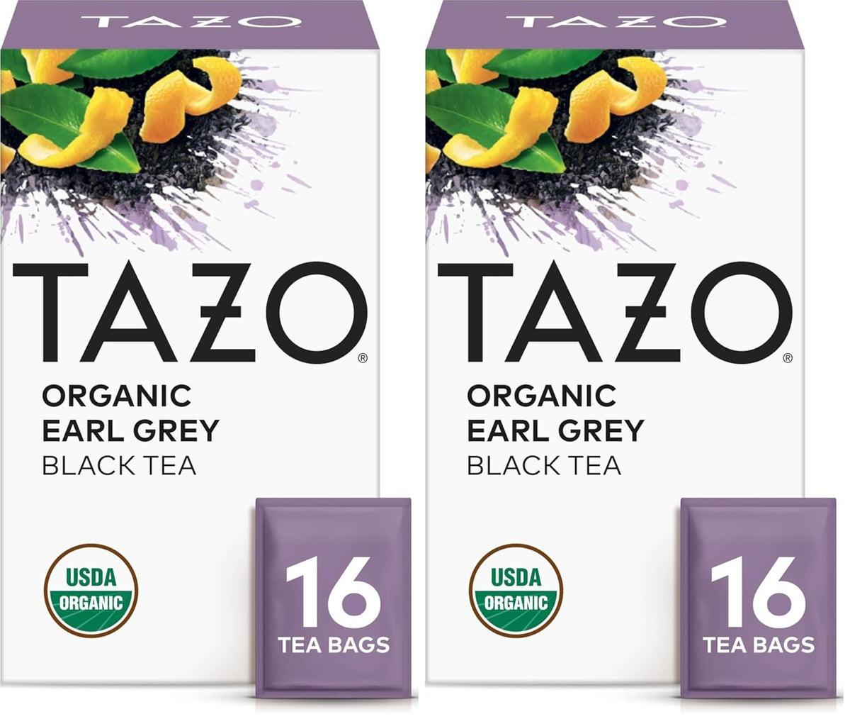 TAZO Organic Earl Grey Tea Bags, Black tea with Caffeine, 16 Tea_Bags (Pack of 2)