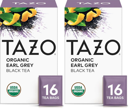 TAZO Organic Earl Grey Tea Bags, Black tea with Caffeine, 16 Tea_Bags (Pack of 2)