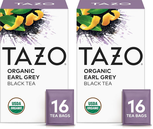 TAZO Organic Earl Grey Tea Bags, Black tea with Caffeine, 16 Tea_Bags (Pack of 2)